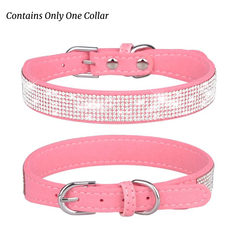 Rhinestone Collar Dog Soft Leather Small Bling Pet Collars Cat Puppy Necklace