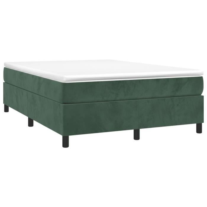 3144678 vidaXL Lit à sommier tapissier et matelas Vert foncé 140x190cm Velours