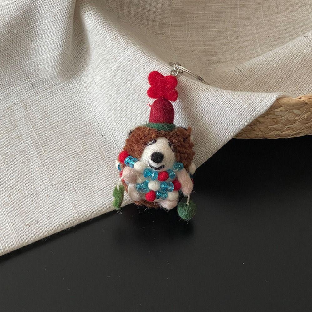 Puppy Wool Felt Animal Pendant Dog Cartoon Keychain Cartoon Rabbit Keyring  Couple