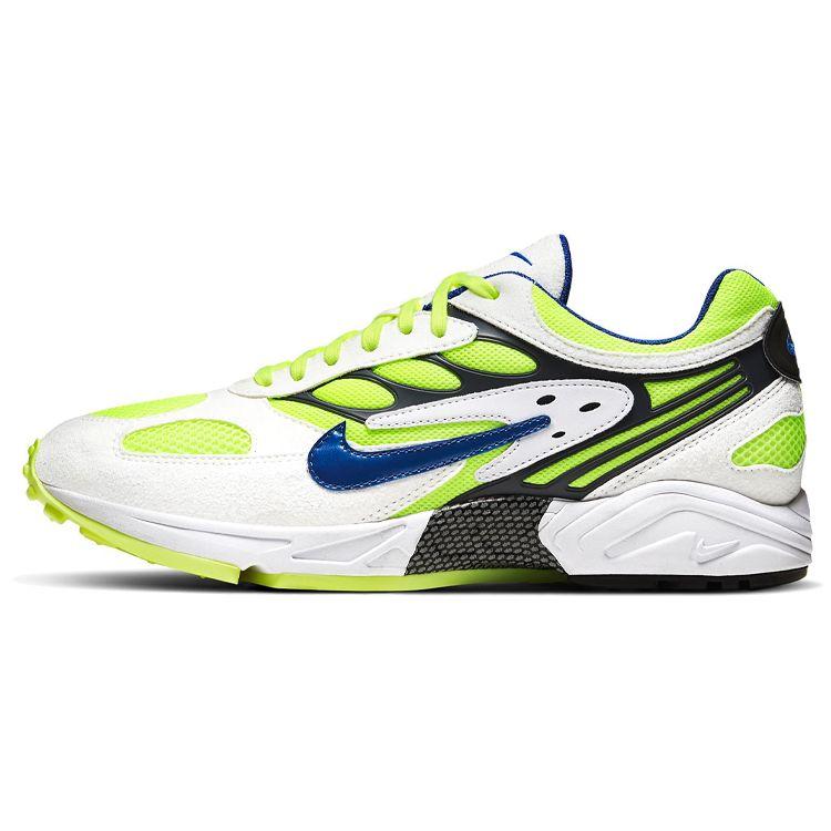 

Nike Air Ghost Racer белые неоново-желтые мужские кроссовки Hyper-Blue Black AT5410-103