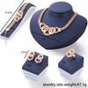 European & American Vintage Jewelry Set: Five-Ring Necklace, Stud Earrings, Bracelet, & Ring - Four-Piece Collection