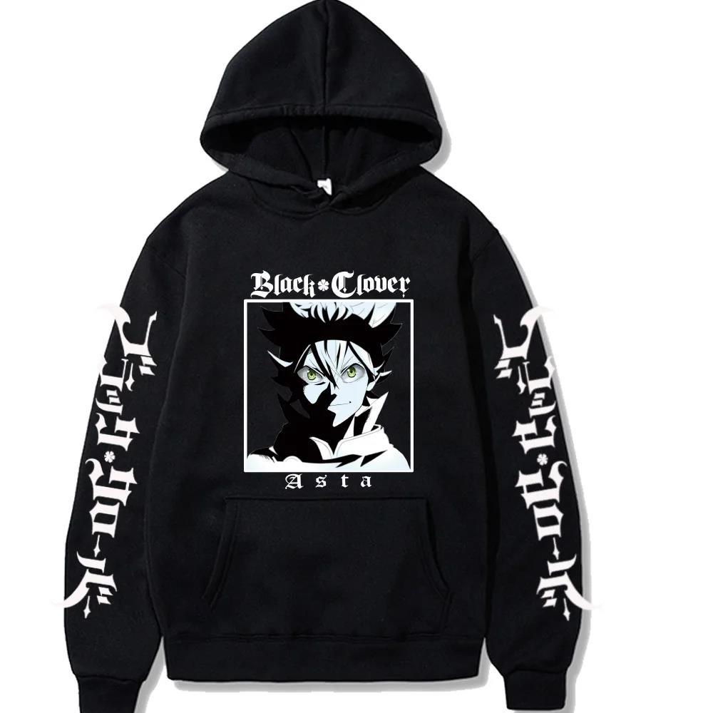Black Clover Manga Graphic Printed Hoodies Vintage Oversized Hooded Sweatshirt Long Sleeves Soft Cotton Hoodie Men Women Clothes