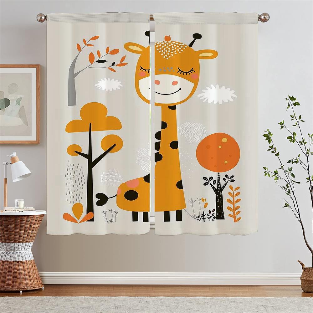 

Жираф Детская комната Шторы для гостиной Подхваты для оконных штор Таможенная бесплатная доставка Товары Дом и украшения W50xH70cmx2pcs-CL