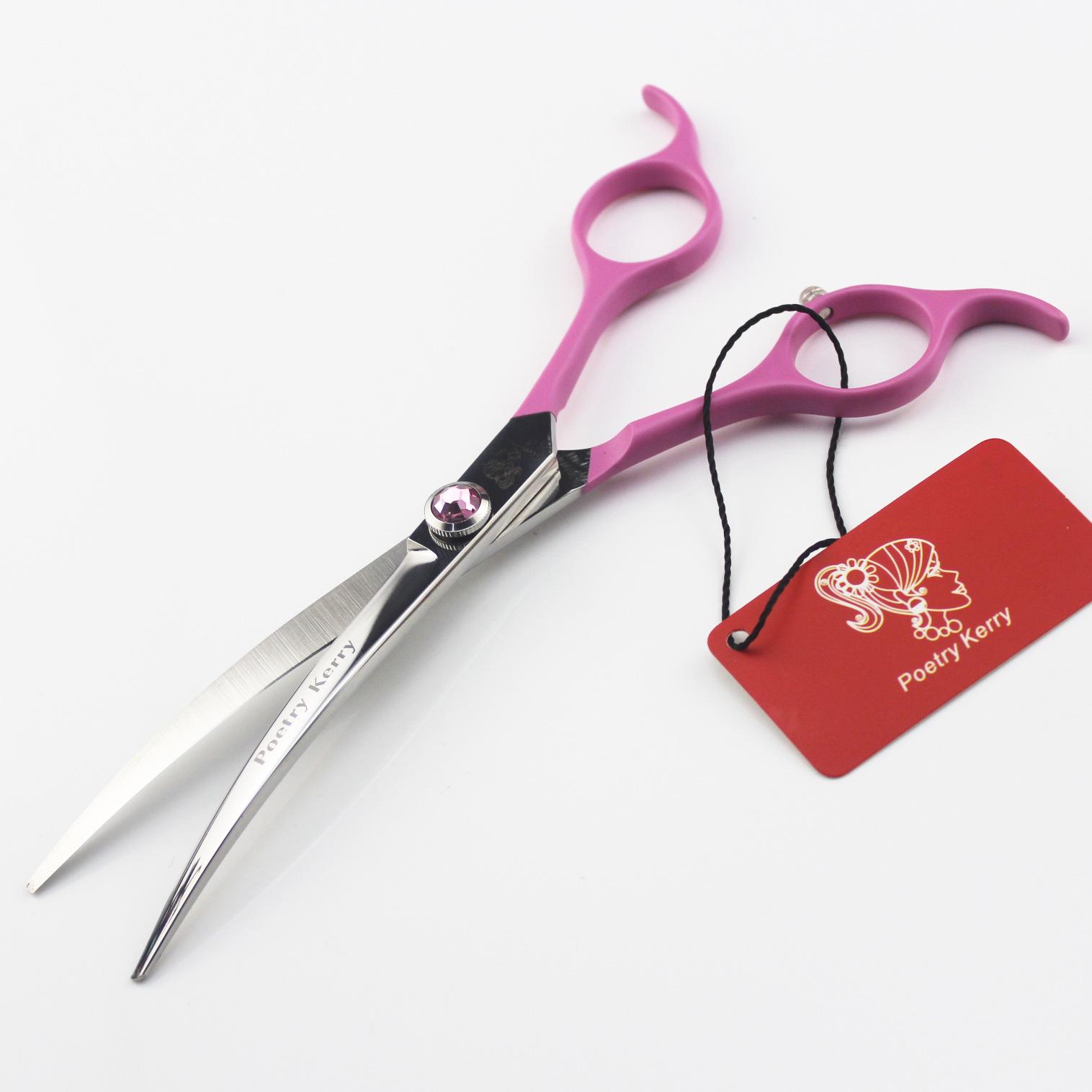 6.5 PK-65 Colorful Pet Grooming Curved Scissors, Dual-Use with Bag. Black Curved