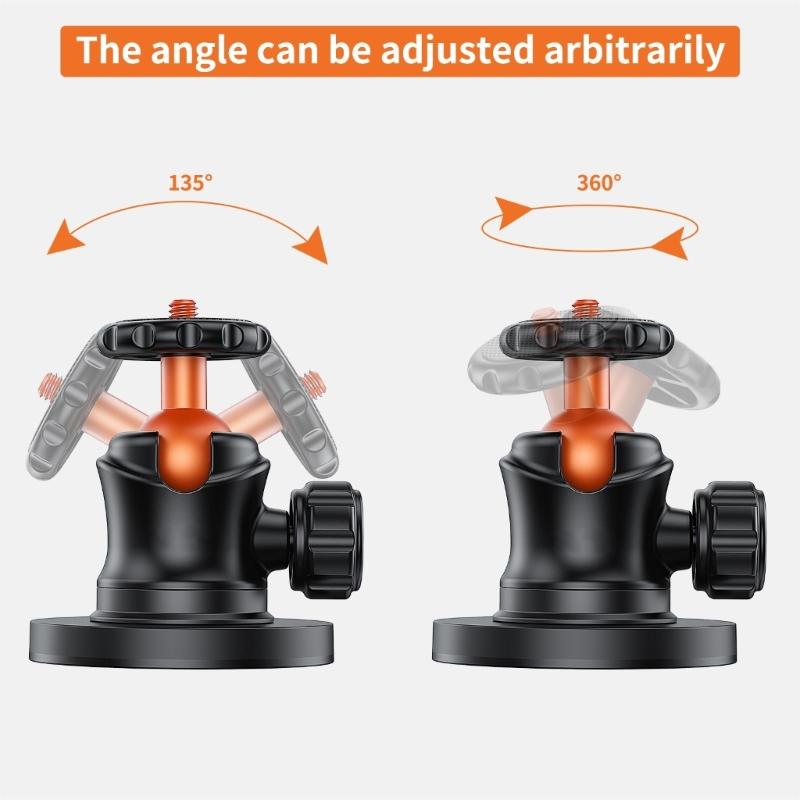 Aluminum Alloy Magnetic Base Camera Stand 360 Degree Adjustable Ball Head Universal 1/4 Screw For Desktop Car Mount