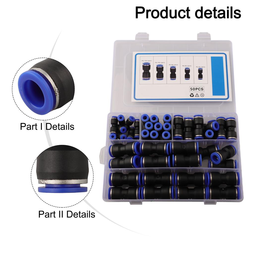 Quick Connecting Solutions Set of 50 Pneumatic Straight Push Connectors Tailored for Different Industrial Needs