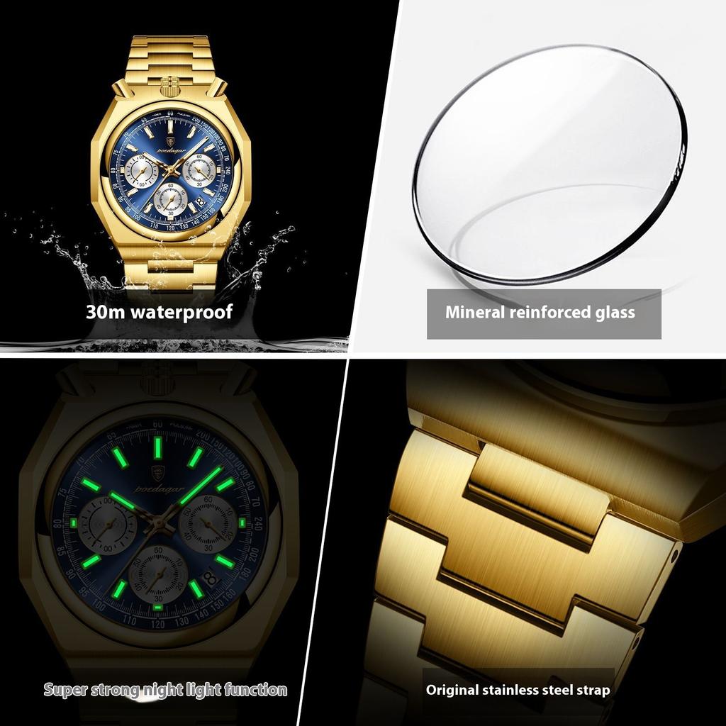 2025 New Top Brand 30m Waterproof Fashion Men's Watch Luxury Multifunctional Luminous Quartz Wristwatches
