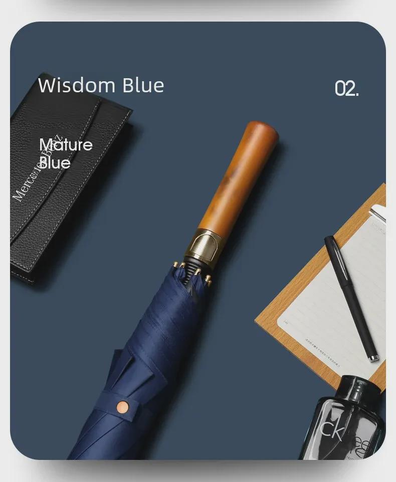 Umbrelă de Golf Britanică Retro Business - Mâner de Lemn, Tijă Dreaptă Consolidată, Anti-Ultraviolete, Design Cadou Imprimat.