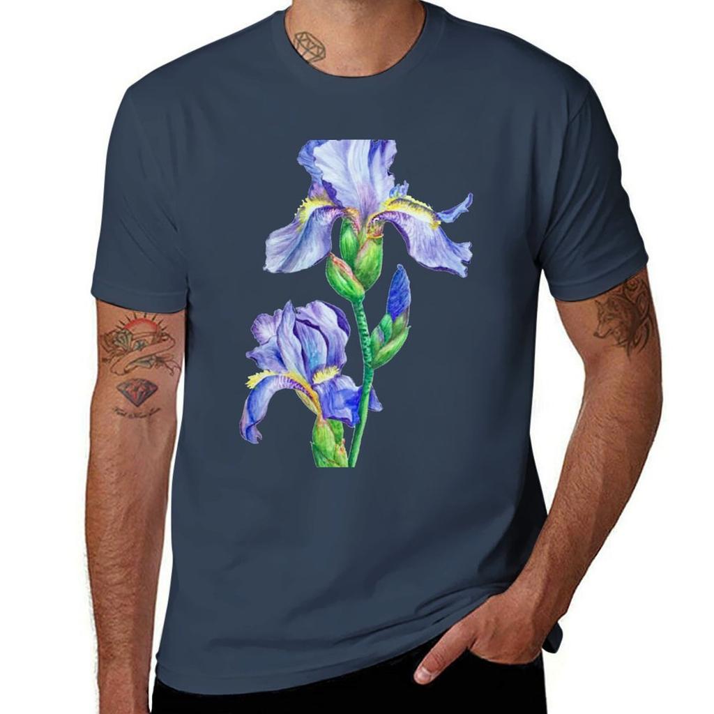 Watercolor Iris Flower Tshirt High Elasticity Sports Tshirt