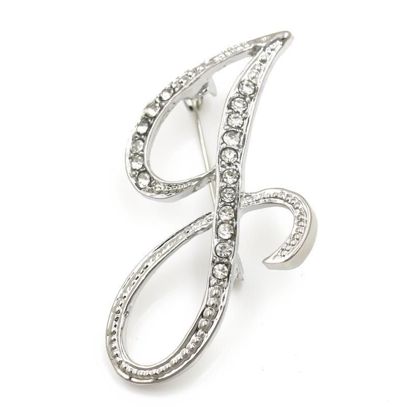 Trendy 26-Letter Rhinestone Brooch Pin - Fashion Accessory for Clothing & Bags