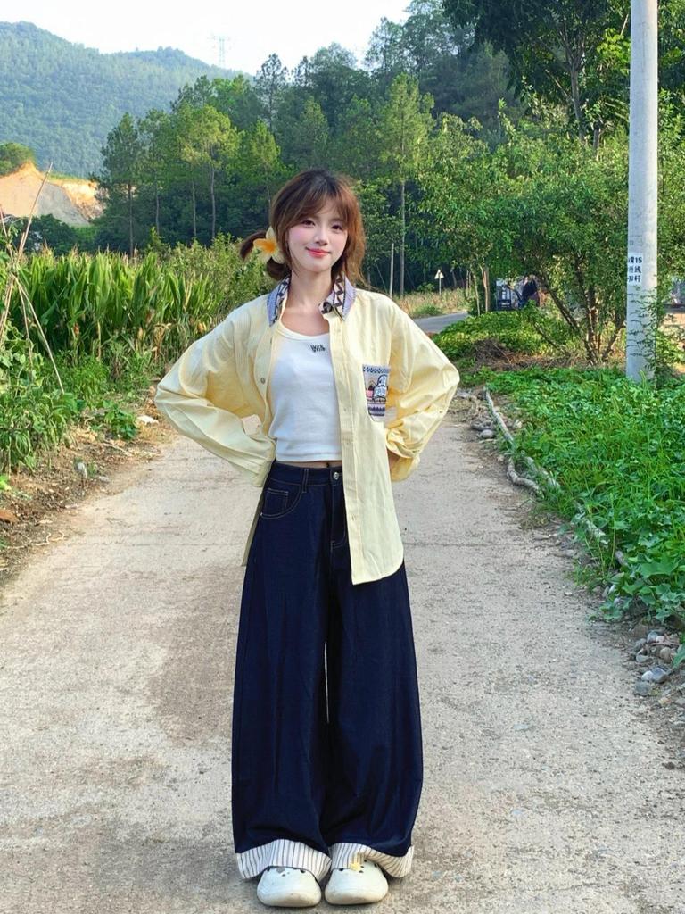 Women's Trendy Striped Long-Sleeve Shirt, Early Autumn Casual Jacket, Loose Fit Top