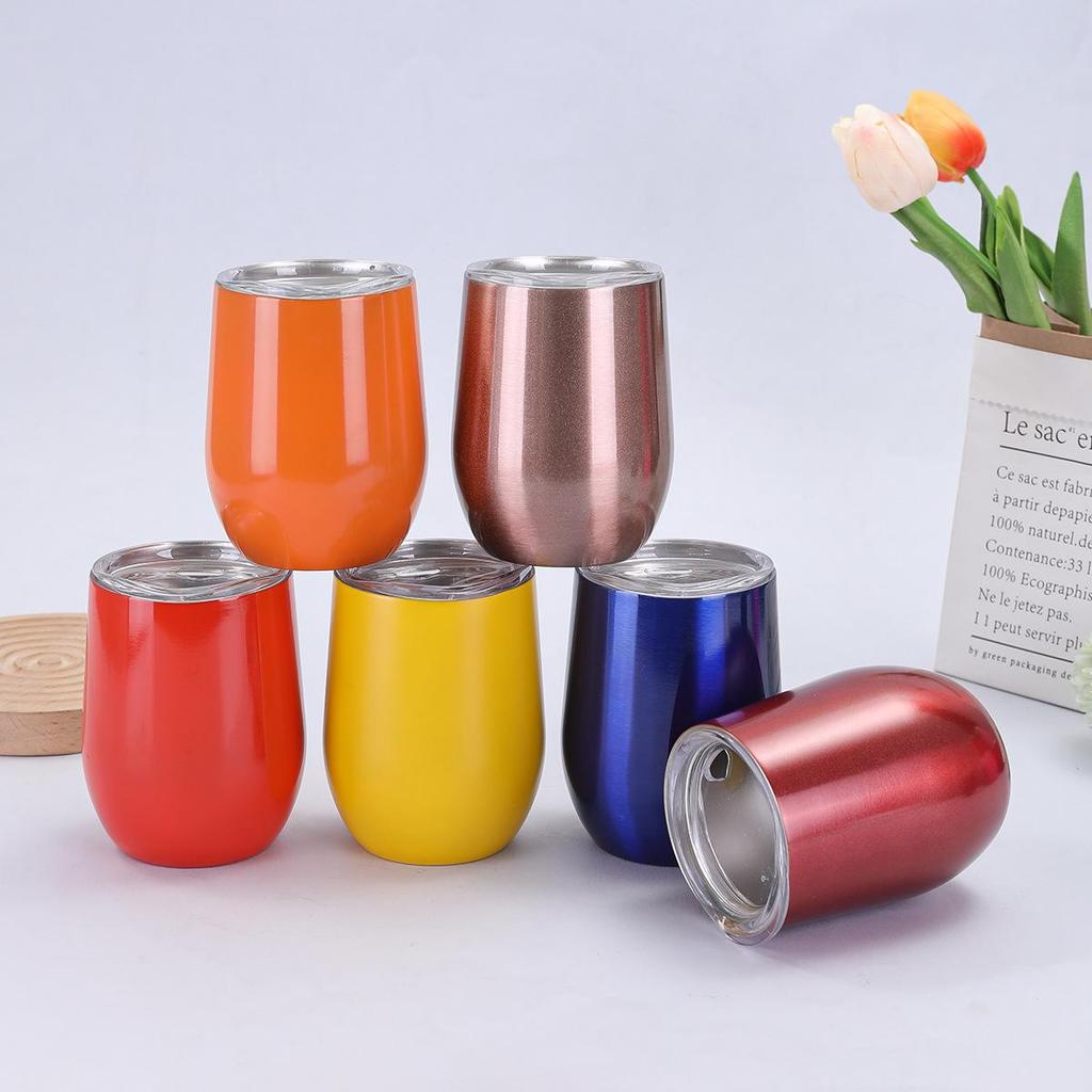 12oz U-Shaped Eggshell Stainless Steel Thermos Cup, Double-Layer Vacuum Insulated