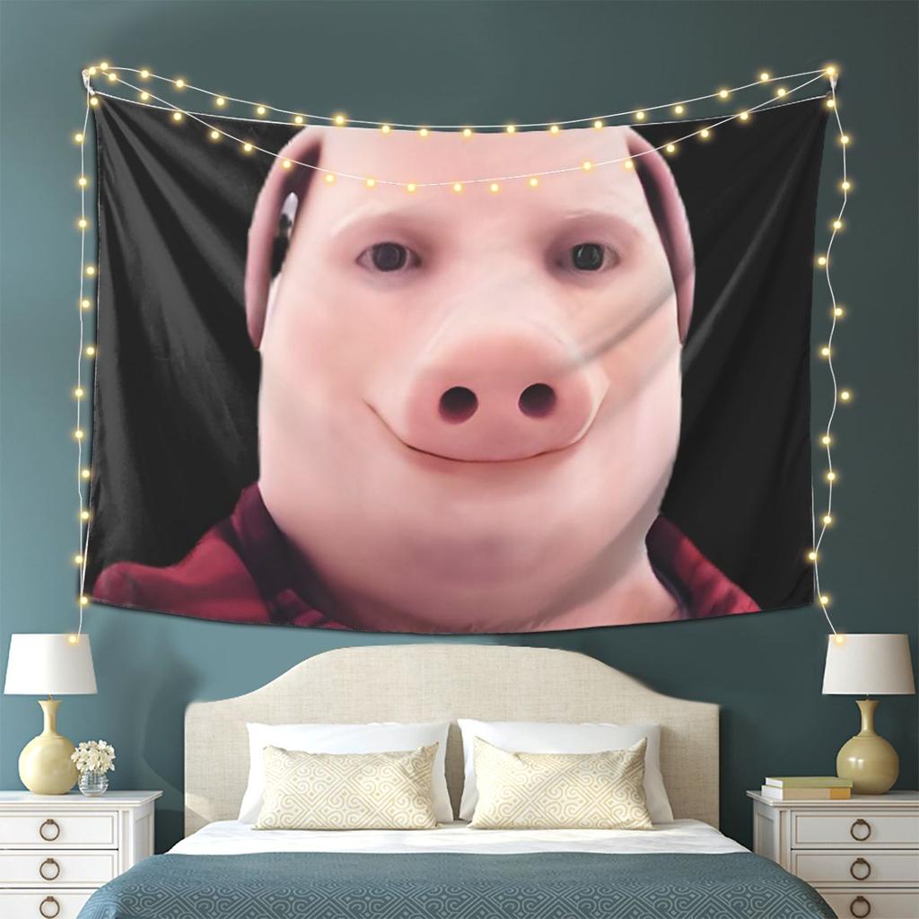 John Pork Is Calling Tapestry Wall Hanging Aesthetic Home Decoration Tapestries for Living Room Bedroom