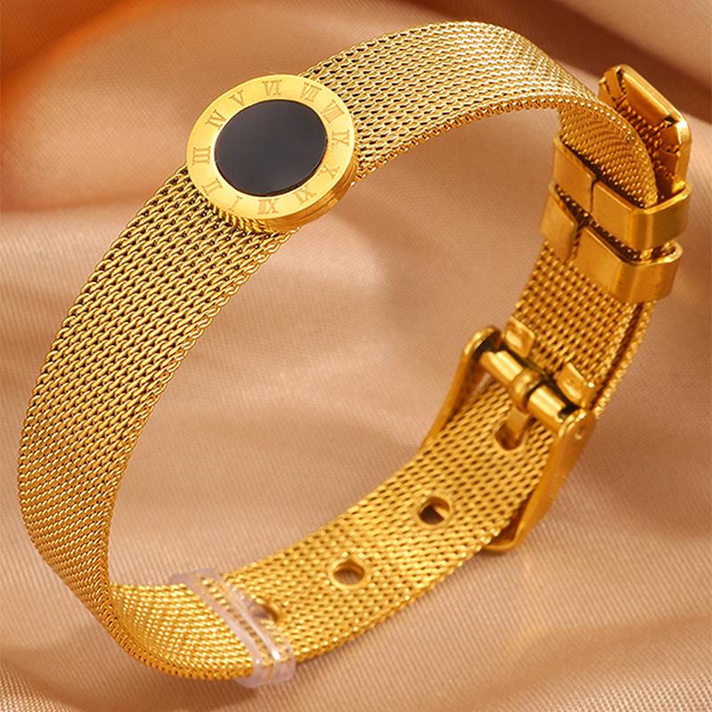 Titanium steel  Roman jingle stainless steel  Girls' high sense of fashion and simplicity Diamond setting does not fade hand~