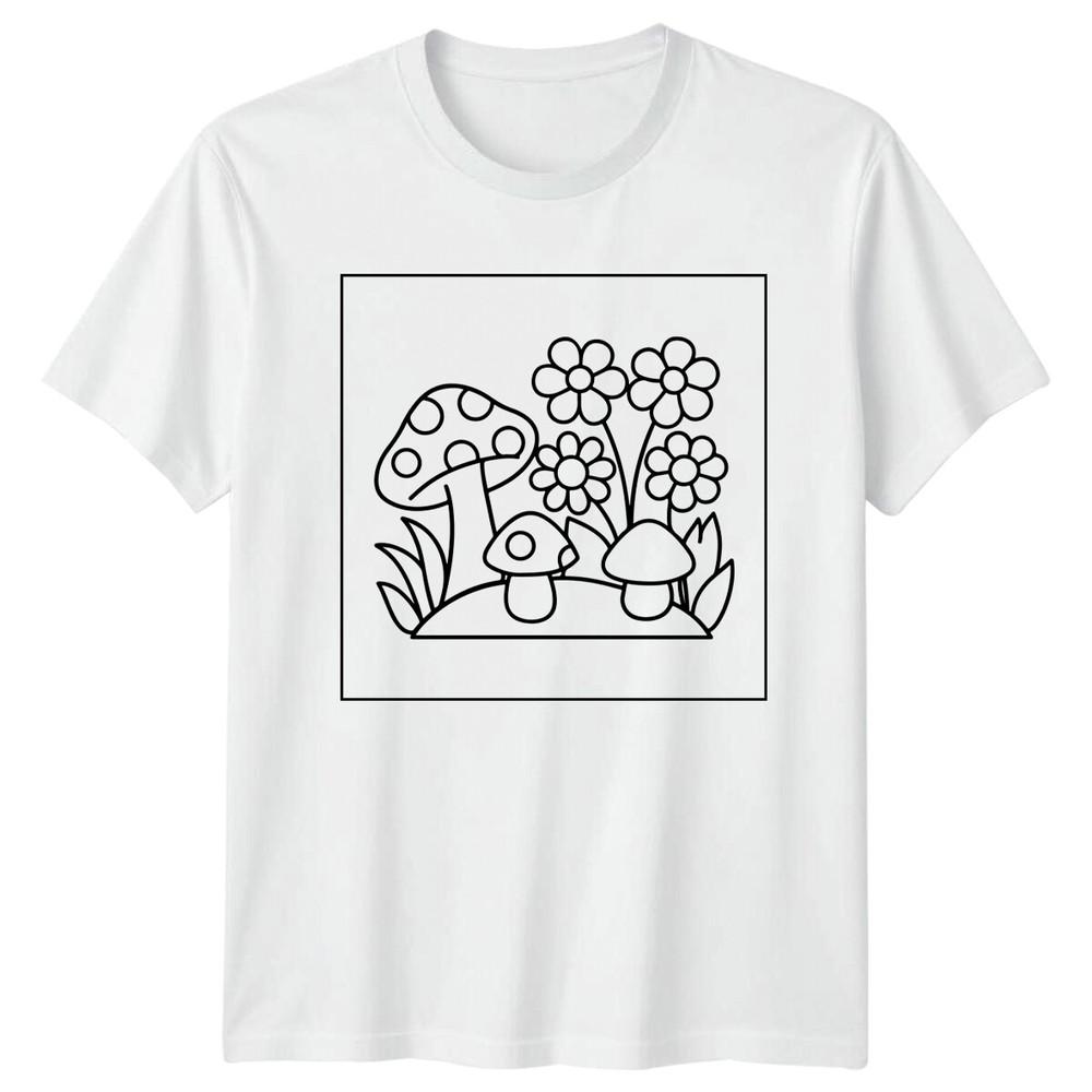 Mushroom Flowers Nature Unisexs TShirt Ladies Tee Graphic Unisex Top S