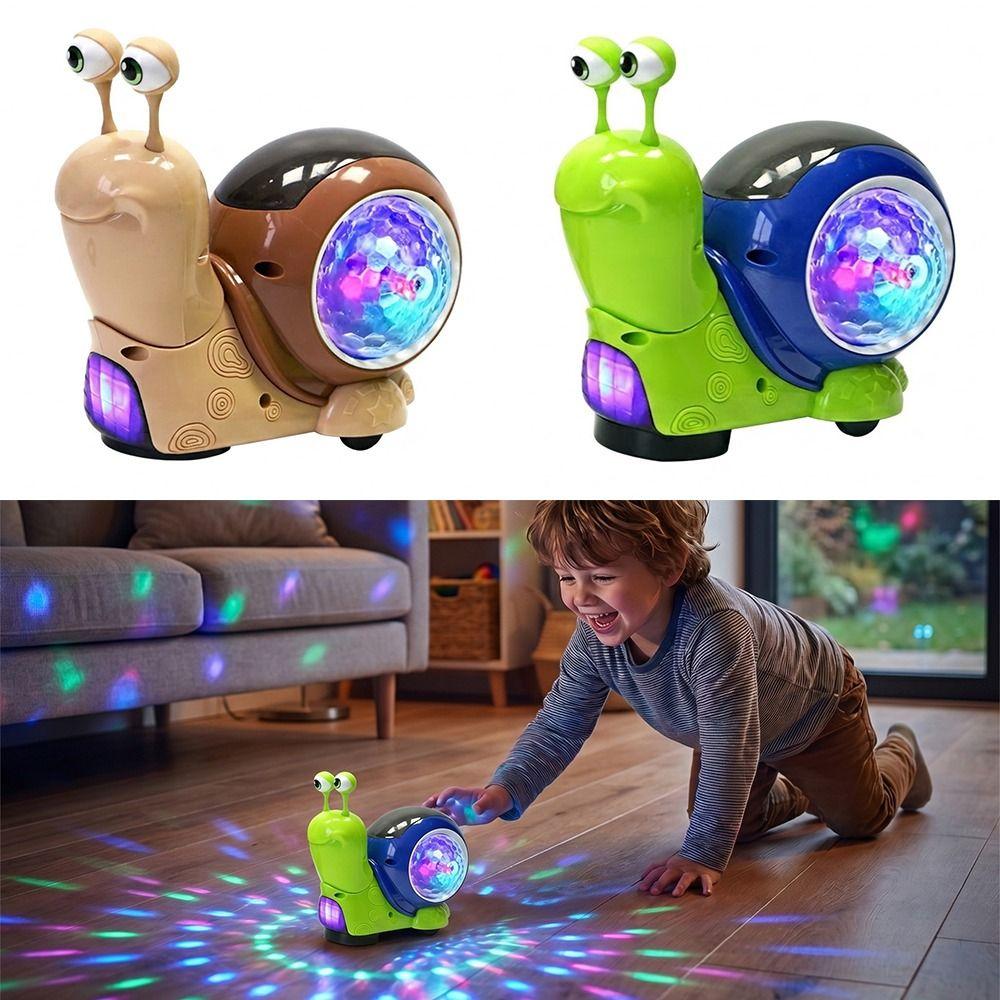 Tummy Time Luminous Snail Toy Green Brown Crawling Snail Toys Electric Snail Toy For Kindergarden
