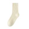 Women's Mid-calf Spring and Autumn Thick Cotton Socks, White Retro Autumn and Winter Loose Long Calf Pile Socks, Women's Long Socks