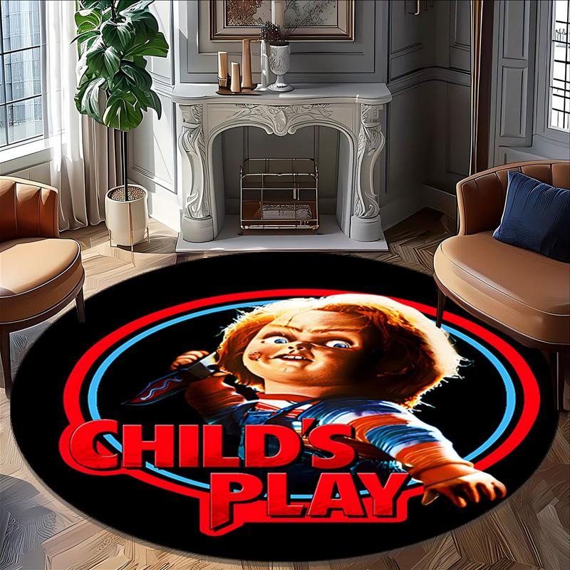 1pc Chucky3 Print Round Carpet Chair Round Carpet Suitable for Bedroom Living Room Home Decorative Carpet
