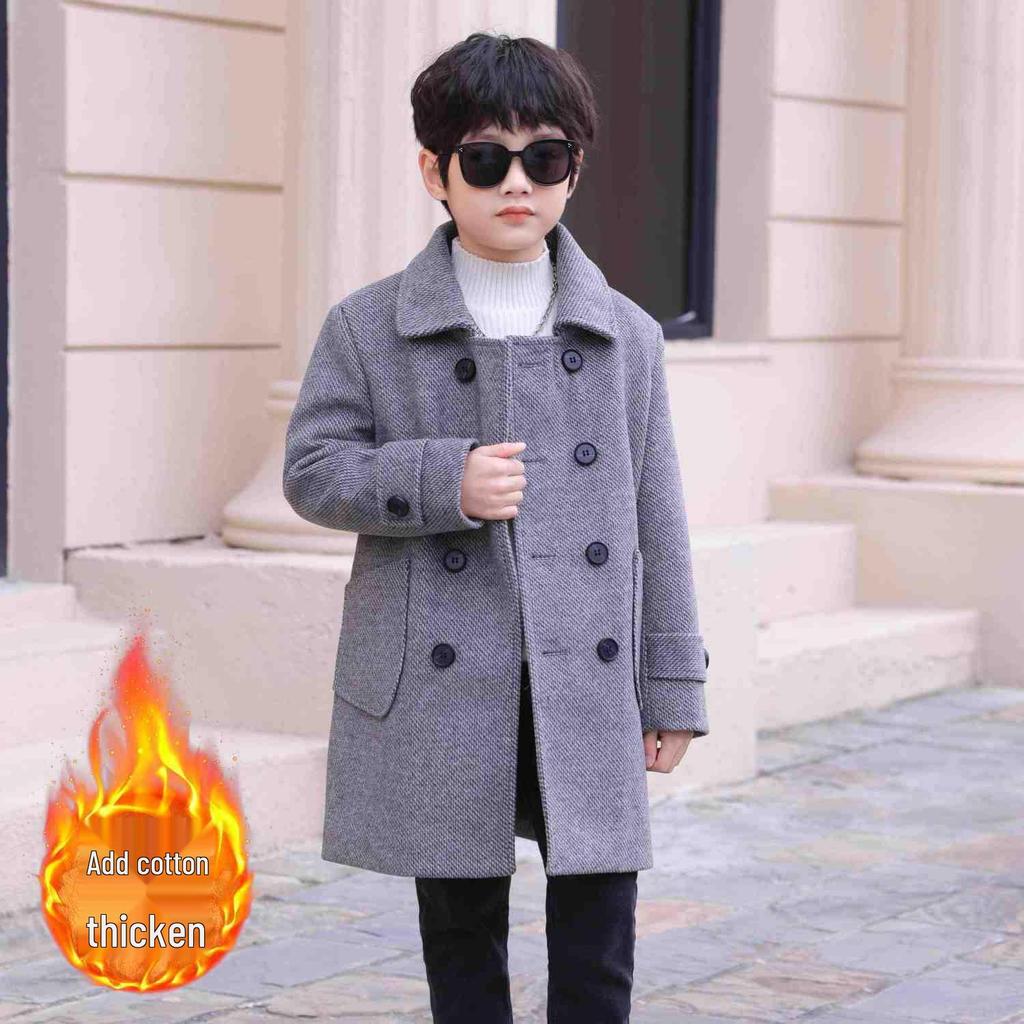Вовняний бавовняний утеплений підлітковий пальто - Колекція Весна/Осінь 2025 для дітей середнього/великого віку