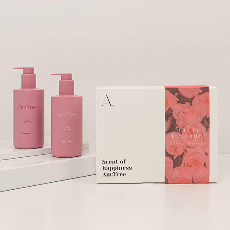 Am:tree Rose & Musk Flora Perfume Body Care Gift Set (2 Body Washes + 1 Body Lotion)