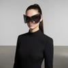 Stříbrné Punkové Nadrozměrné Sportovní Sluneční Brýle pro Muže Ženy Futuristické Brýle Y2K Brýle Wrap Around