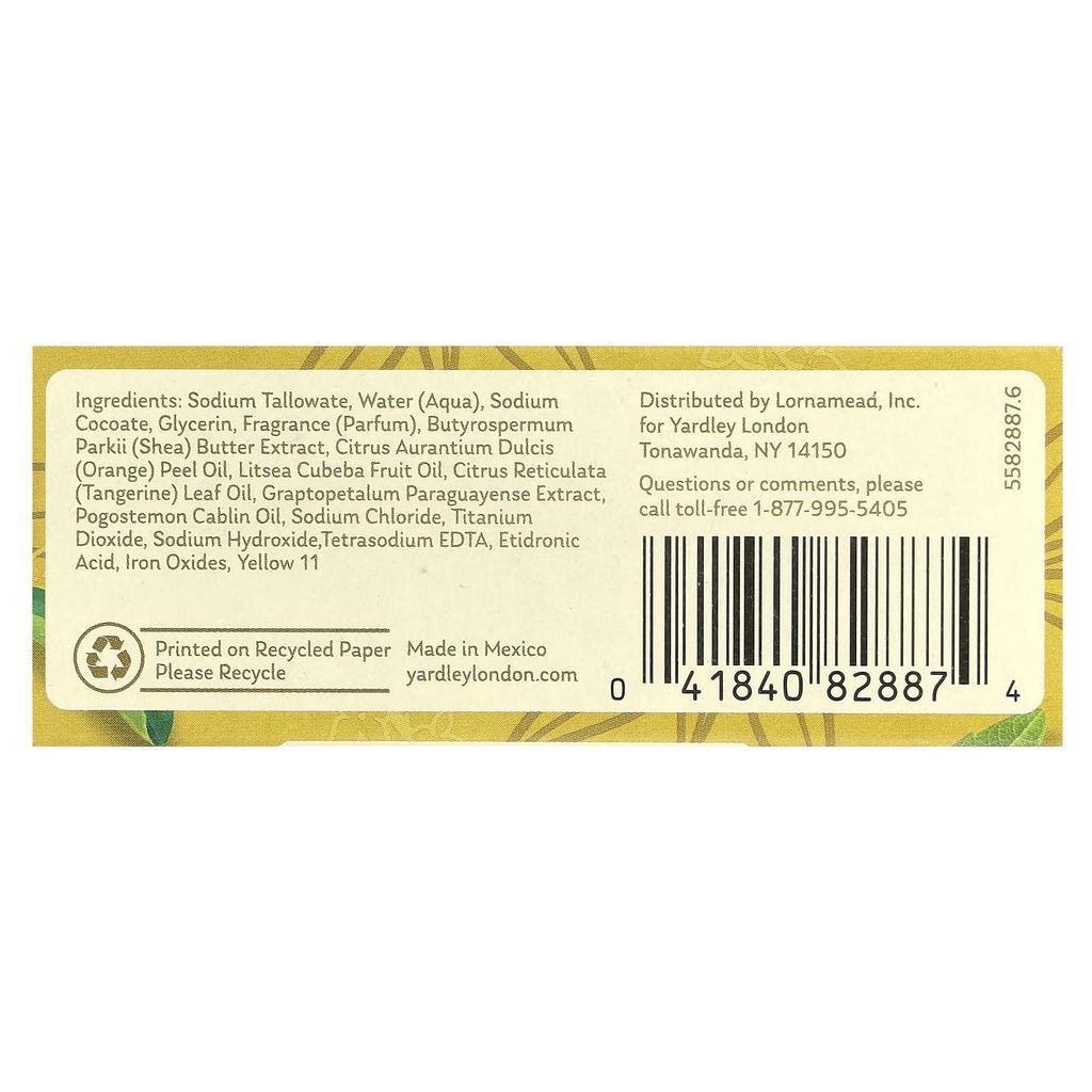 Yardley London, Nuurizing Bath Bar, Lemon Verbena, 4 Oz (113 G)