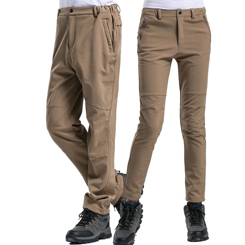 Men's and Women's Winter Soft Shell Fleece Pants: Warm, Thickened, for Outdoor Sports and Mountaineering
