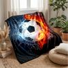 Flaming Soccer Ball Into Goal Theme blanket Lightweight Warm Flannel Blanket Decorative Throw Blanket for Home Decoration