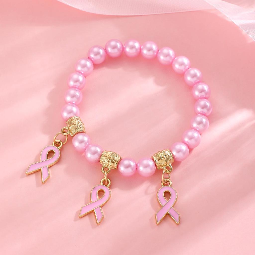 Breast Cancer Awareness Necklace & AIDS Prevention Bracelet with Red Ribbon Badge