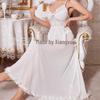European & American Sexy Deep V Push-up Lingerie Nightgown with Bow Detail & Side Slit