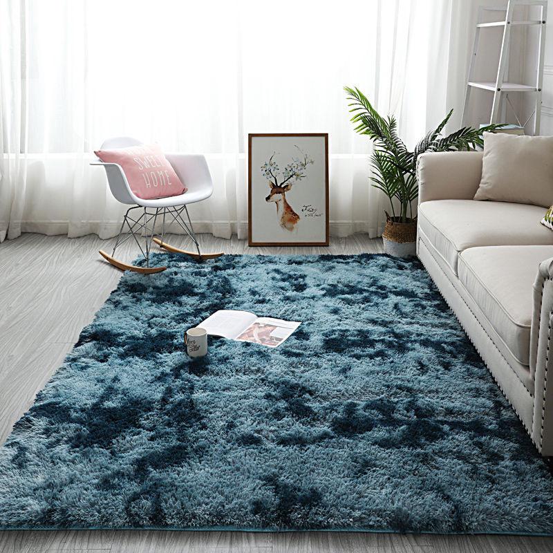 Modern Gradient Tie-Dye Silk Wool Carpet, Dirt-Resistant, Non-Slip, Easy-Care for Large Areas