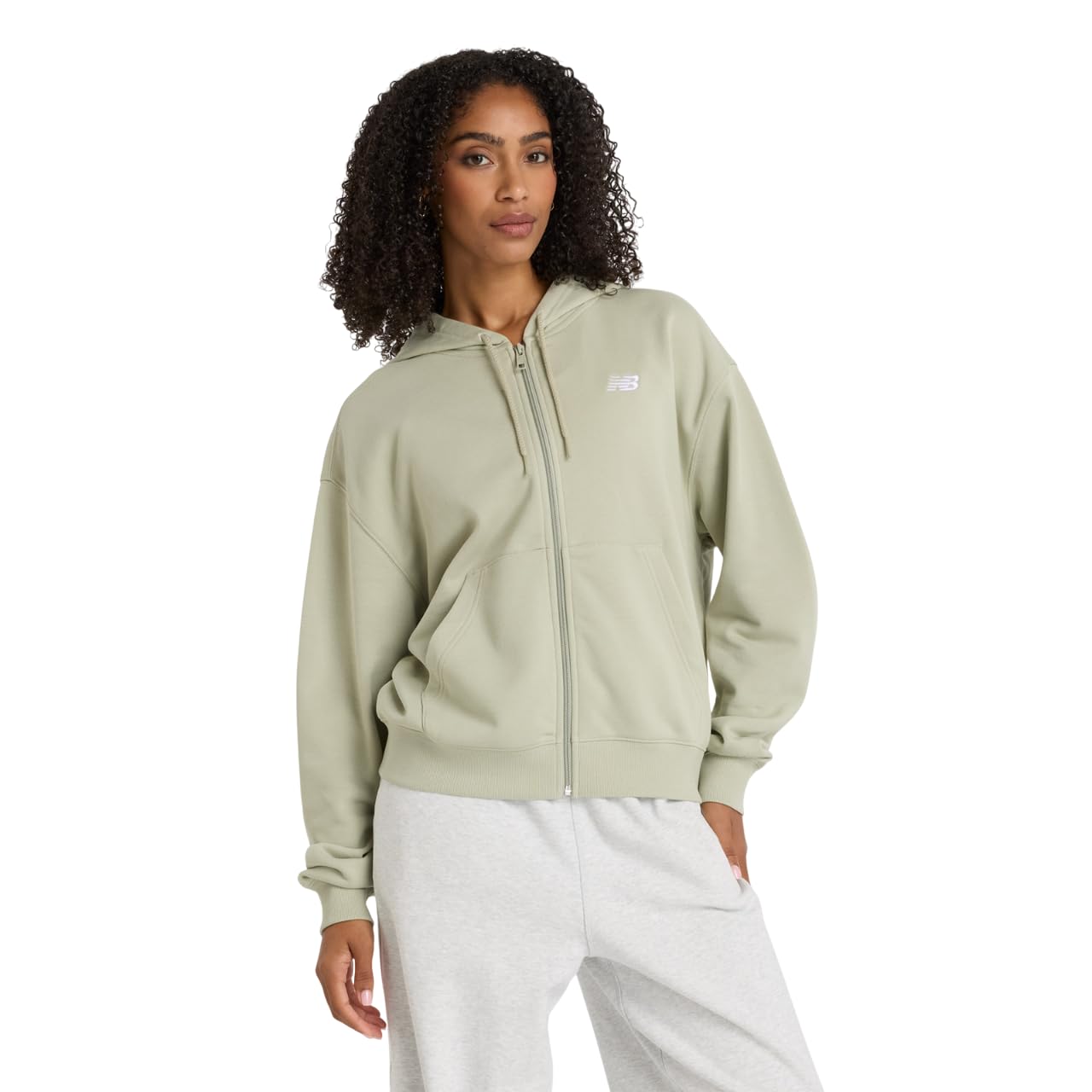

Sport Essentials Французская махровая толстовка на молнии во всю длину OVN S [New Balance] Женская (WJ41501) (Оливин)