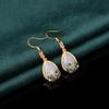 Palace Style Resin & Enamel Painted 925 Sterling Silver Gold Plated Drop Earrings with Inlaid Hetian Jade