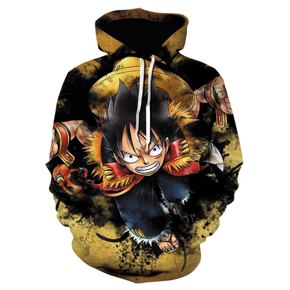

Мужская модная толстовка с длинным рукавом, напечатанный аниме-принт ONE PIECE, мультяшная кофта S