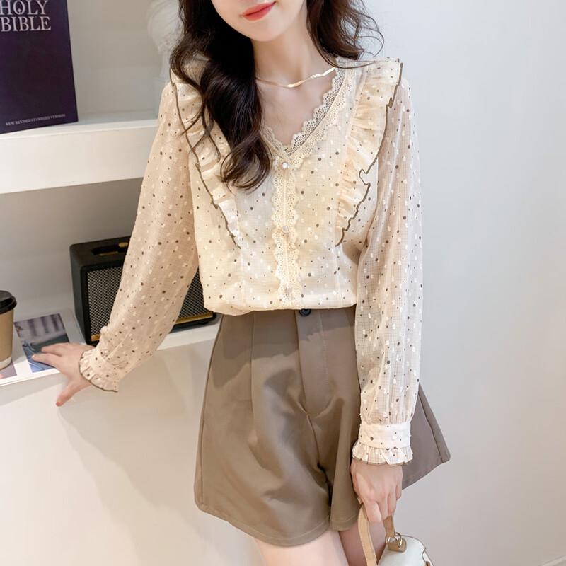 Mokana Women's Sweet Elegant Floral Long-Sleeve Blouse