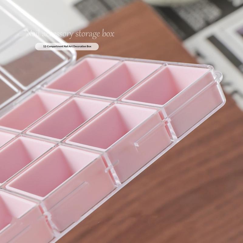 Nail Art Storage Box 6/12 Grids Eco-Friendly Plastic Case for Nail Rhinestones Beads DIY Craft Manicure Use