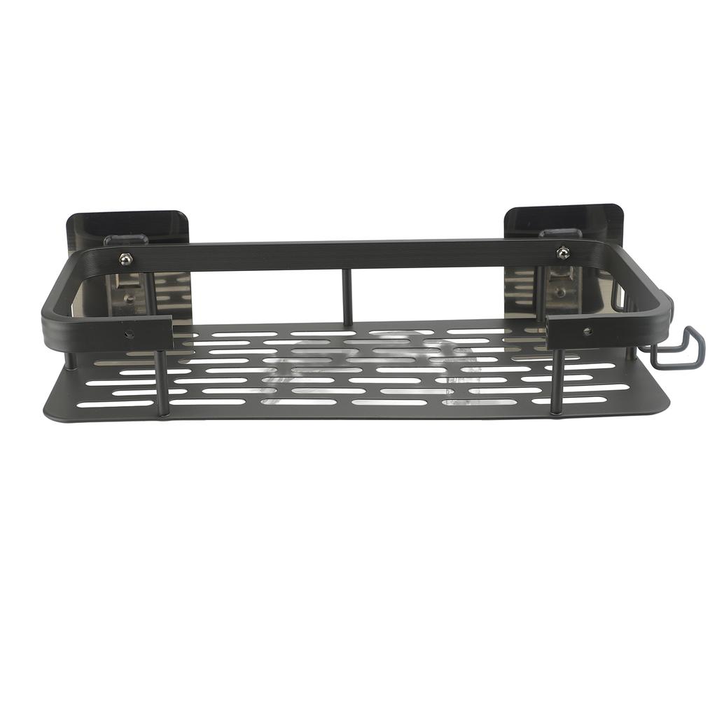 Adhesive Shower Caddy Aluminum Shower Shelves Organizer Storage Rack with Hook Rod for Towels Wall Mounted Bathroom
