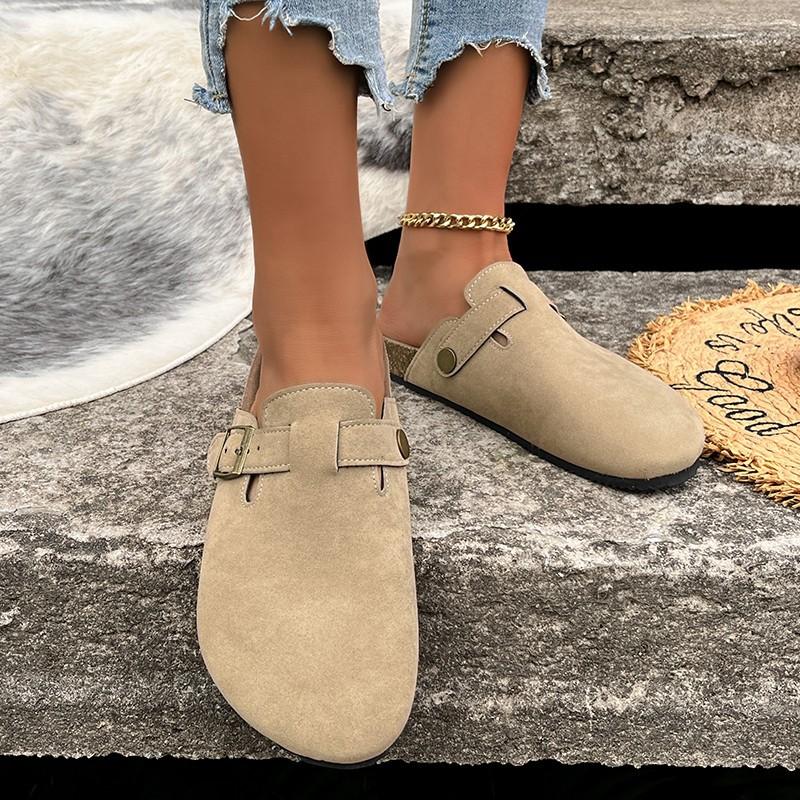 2026 New Fashi Baotou Slippers Female Couple Cork Drag Large Roman Shoes Casual Half Dragging Lazy Shoes Trendy