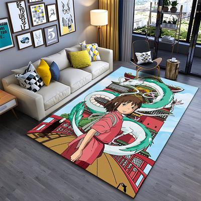 "Anime Girl and Dragon Carpet Design" Suitable As a Non-slip Mat for the Living Room or Bedroom Sofa