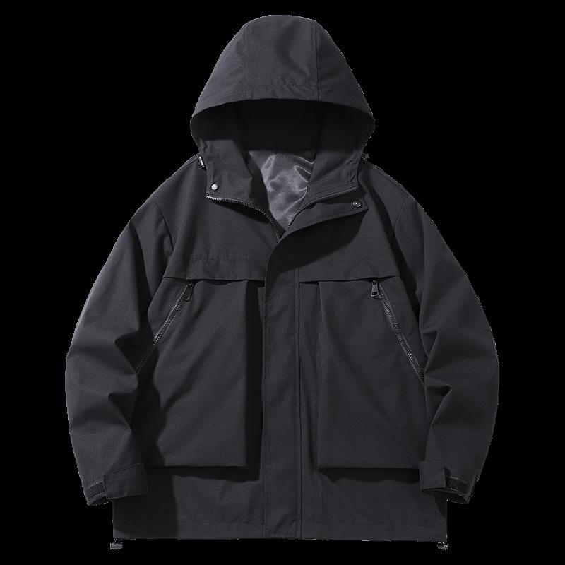 Outdoor Casual Workwear Hooded Jacket for Spring and Autumn, Plus Size Men's Fashion Plus Size Loose Jacket