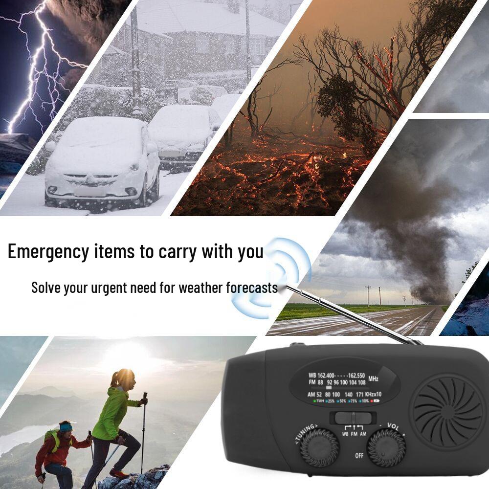 Multi-Function Solar Hand-Crank Radio with Light, Power Bank, and Large Speaker