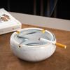 Nordic Retro Ceramic Ashtray - Large, Personalized, Trendy Blue Pink Design for Living Room