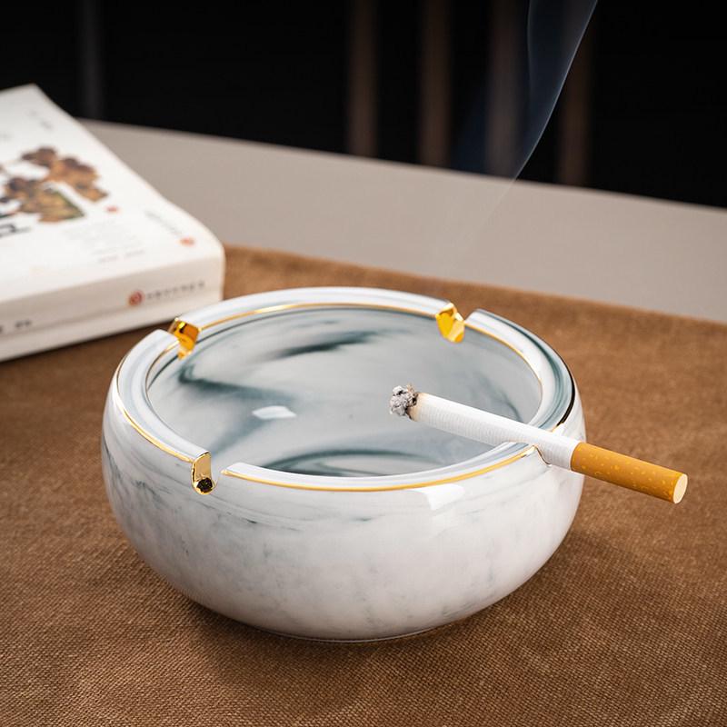 Nordic Retro Ceramic Ashtray - Large, Personalized, Trendy Blue Pink Design for Living Room