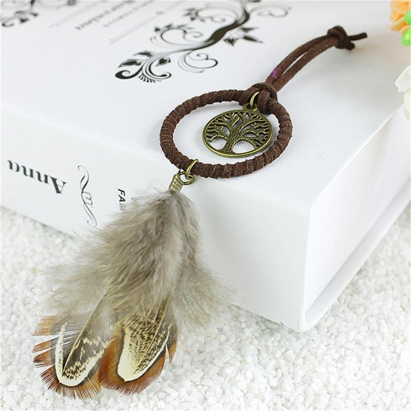 Boho Key Chain Ring Metal Feather Tassels Dream Catcher Keyring Keychain H 8M