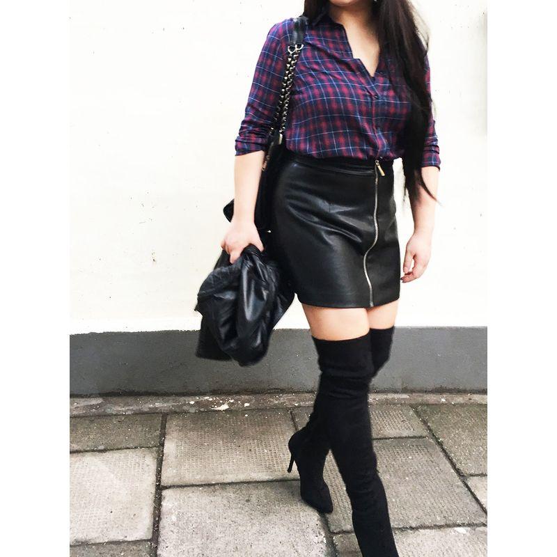 

Half off Miss Biggie Fashion Plus Size Slim Looking Versatile Zipper Soft Pu Sheepskin High Waist Skirt Black XXXL