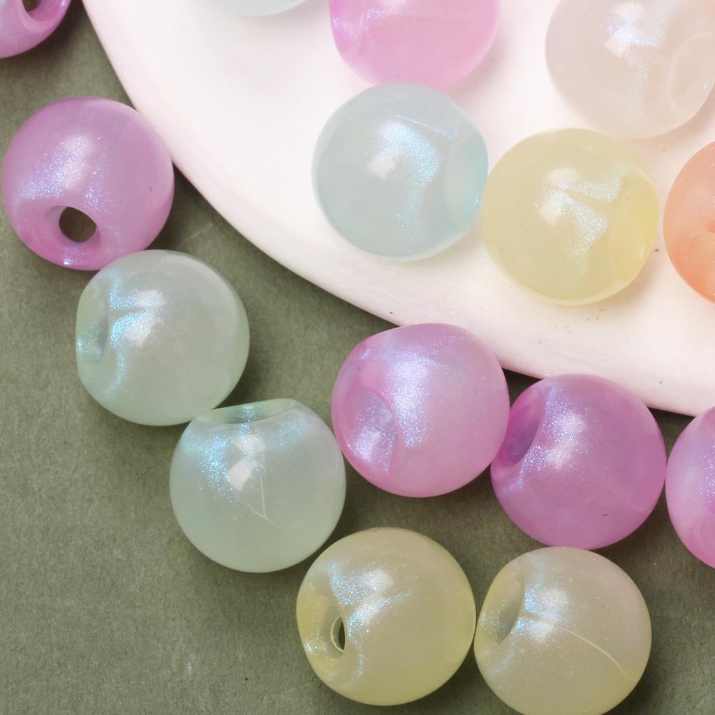 10pcs DIY Handmade Materials Necklaces Jewelry Marking Beads Lustrous for Earrings Loose Beads Round Bbeads Slant Hole