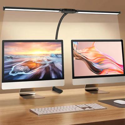 Neue Doppelte LED Schreibtischlampen Stufenlos Dimmbar USB Tischlampe Computer Monitor Licht Büro Arbeitszimmer Leseleuchten
