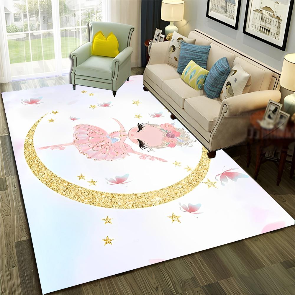Ballet Girl Ballerina Swan Cartoon Carpet Rug for Home Living Room Bedroom Sofa Doormat Decor,kids Area Rug Non-slip Floor Mat
