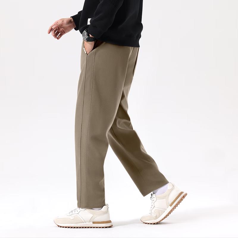 MINISO Men's Maillard Style Relaxed Fit Textured Curved Leg Casual Pants