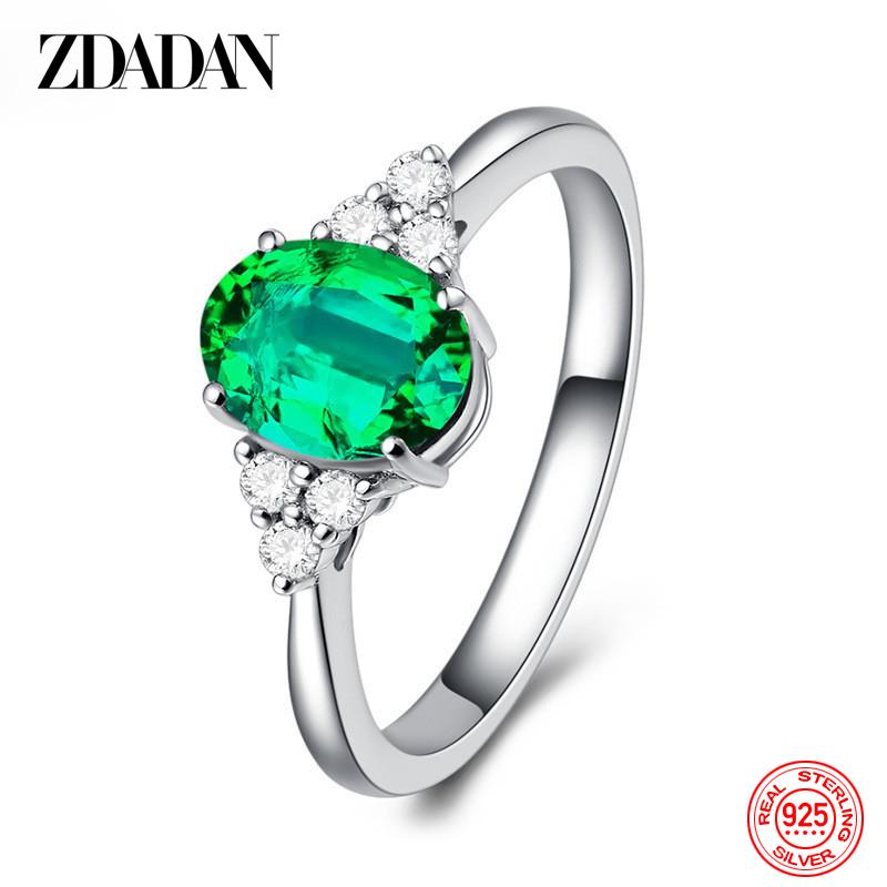925 Silver Round Sapphire Ring for Women Fashion Wedding Jewelry